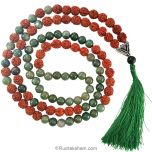 Rudraksha and Moss Agate Necklace