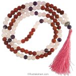 Rudraksha Rose Quartz and Amethyst Necklace