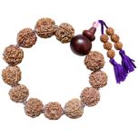  5 Mukhi Rudraksha Beads Mala Bracelet with Red Sandalwood Bead | Designer Red Sandalwood Sumeru thread Bracelet with silver accessories