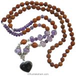  Amethyst and Rudraksha Necklace