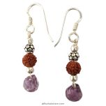 Amethyst and Rudraksha Earring