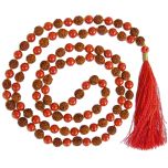 7mm Rudraksha - Coral Mala | Rudraksha Munga Combination Mala for Planet Mars | Rudraksha Moonga Round Beads Japa Mala Rosary