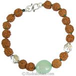 Green Stone and Rudraksha Bracelet