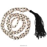 Narmund Mala - Skull Rosary | Skull Mala Necklace 108 + 1 Beads, Bone Mala, Munda Japa Mala, Brown Eye Skull Beads Black Thread and Black Tassel