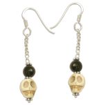 Skull and Black Agate Earring