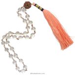 Sphatik Japa Mala in Copper | 27 + 1 Natural Crystal / Quartz Stone Plain Beads Japa Mala Rosary | Original High Quality Clear Smooth Round Beads Crystal Gemstone Mala Bracelet