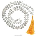 6 mm Natural Sphatik / Crystal / Quartz Stone Hand Knotted Plain Beads Mala | Original High Quality Clear Sphatik Gemstone Beads Rosary | Smooth Round Crystal Beads Mala Necklace