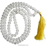 8 mm Natural Sphatik / Crystal / Quartz Stone Plain Beads Mala | Original High Quality Clear Sphatik Rosary | Smooth Round Beads Crystal Gemstone Mala Necklace