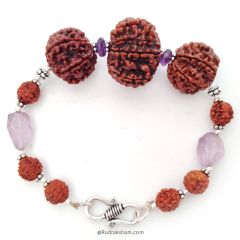  Capricorn Zodiac Sun Sign Bracelet |  Makar Rashi Bracelet | A Combination of 6 Mukhi Rudraksha, 7 Mukhi Rudraksha and 11 Mukhi Rudraksha Bead with Amethyst Gemstone Beads in Silver | Energised Bracelet