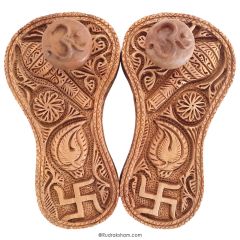 Charan Paduka Sandalwood, Traditional Sandalwood Engraved Khadau, Beautifully Engraved Chandan Paduka, Gift for Sadhu Saints