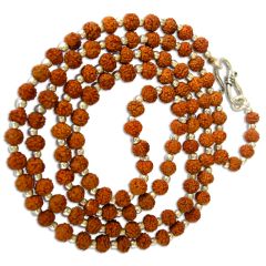 3mm Rudraksha Silver Mala Necklace | 108 Beads Small 5 Mukhi Rudraksha Necklace with silver Accessories