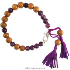 Camel Agate - Hakik and Amethyst Gemstone Bracelet