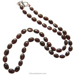 Garnet Gemstone Necklace with silver Accessories, Natural Red Garnet Stone Mala with Silver Spacers