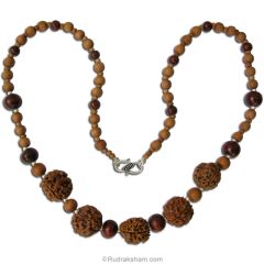 Health Neckband Chandan | 3 Mukhi Rudraksha and 5 Mukhi Rudraksha Combination Neckband In Silver | For Good Health, peace of mind