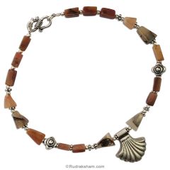 Orange and Brown Stone Anklet