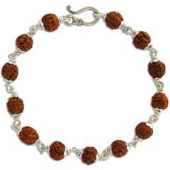  Pathri Rudraksha Charm Bracelet | Chikna Beads Rudraksha Silver Caps Bracelet | High Quality Smooth Rudraksha Bracelet