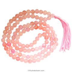 Rose Quartz Mala | Rose Quartz Gemstone Mala Rosary | Natural Rose Quartz Stone ( Crystal ) 108  + 1 Beads Chakra Mala