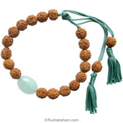  Rudraksha and Green Stone Bracelet