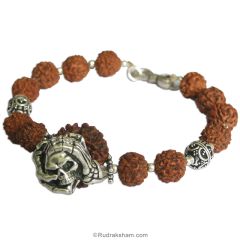 Rudraksha Bracelet with Skull Ring