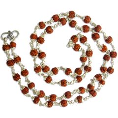 5mm Rudraksha 54 Beads Silver Mala | To Control Blood Pressure and Diabetes