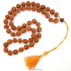 Wholesale Pack of 5 Mukhi Rudraksha Mala 10 mm, Five faced Mala Necklace 54 + 1 Beads, Paanch Mukhi Mala with Adjustable Thread