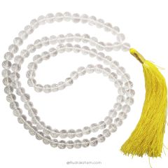 7 mm Sphatik Diamond Cut Stone Beads Mala Necklace | Original and Natural Sphatik / Crystal / Quartz High Grade Diamond Cut Gemstone Rosary | 108 + 1 Beads