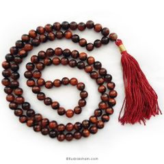 Red Tiger Eye Gemstone Mala | 108 + 1 Beads Round Tiger Eye Stone Mala, Tiger Eye Stone Prayer Mala | Chakra Mala