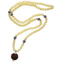  Yellow Aventurine Mala with Rudraksha Pendant